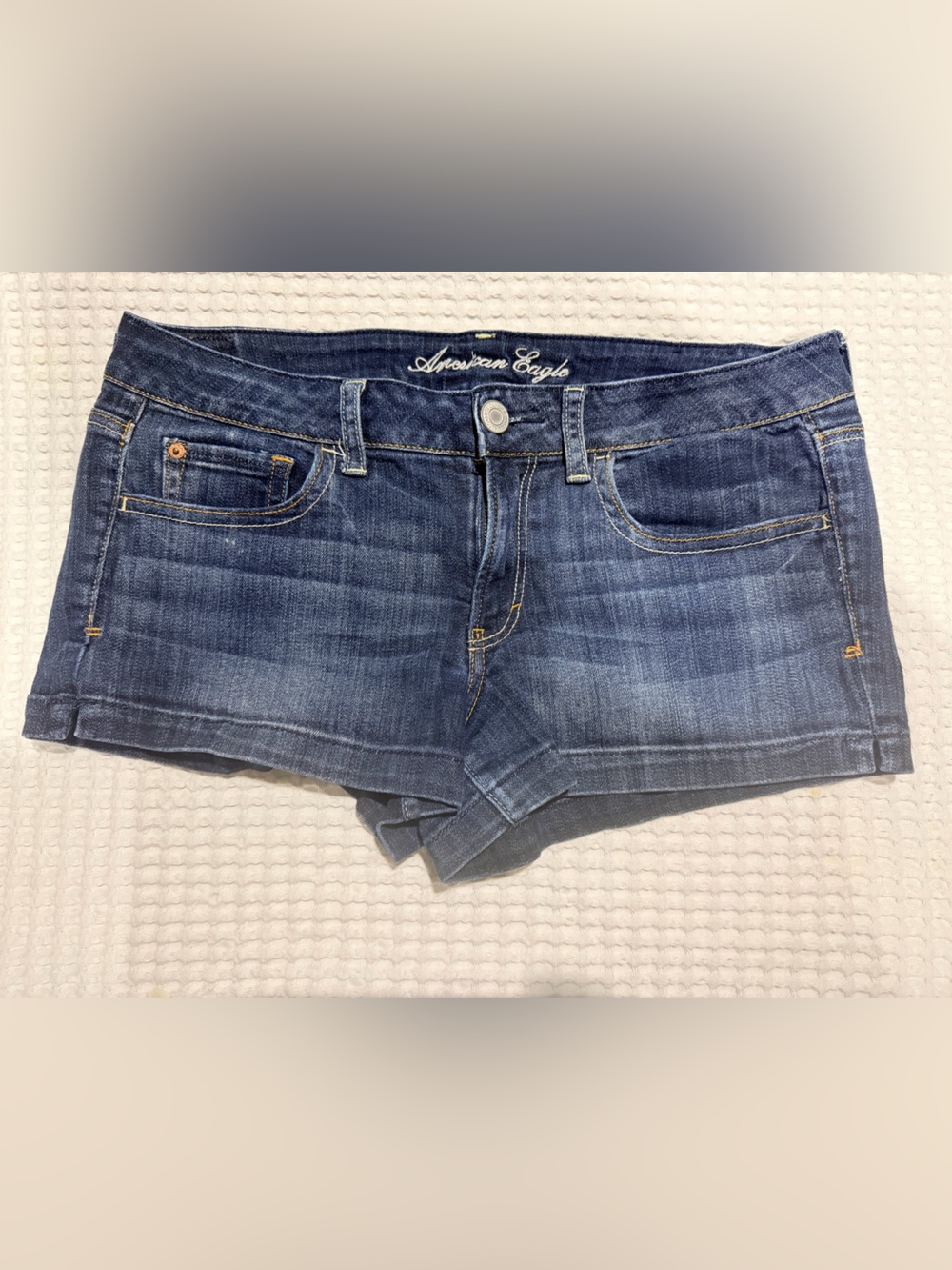 American Eagle Outfitters Dark Blue Denim Low-Rise Jean Shorts